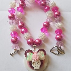 Handmade Mickey Skull Face Necklace